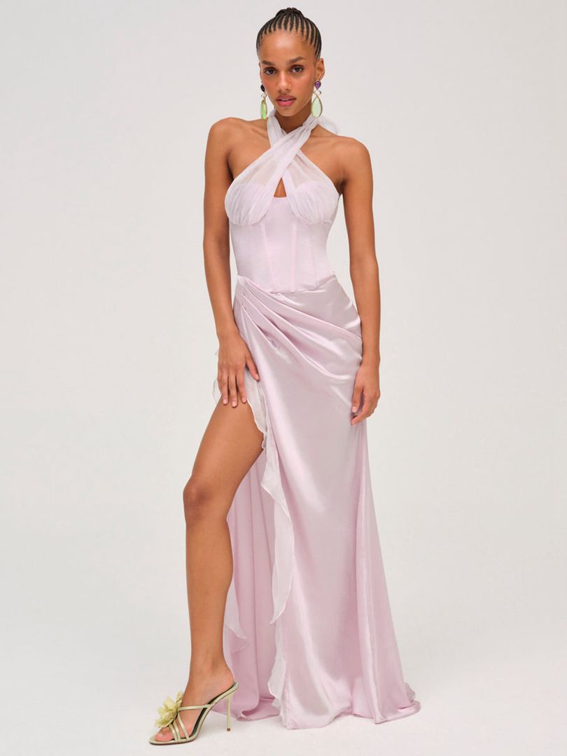 Pink For Love & Lemons Kennedy Gown Maxi Dress | US-GDYV65149