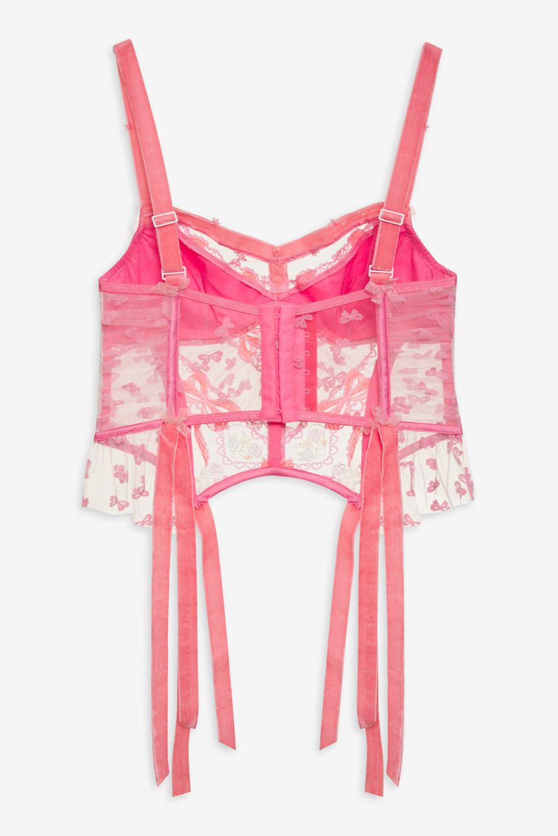 Pink For Love & Lemons Marietta Embroidered Bustier | US-CSAW51306