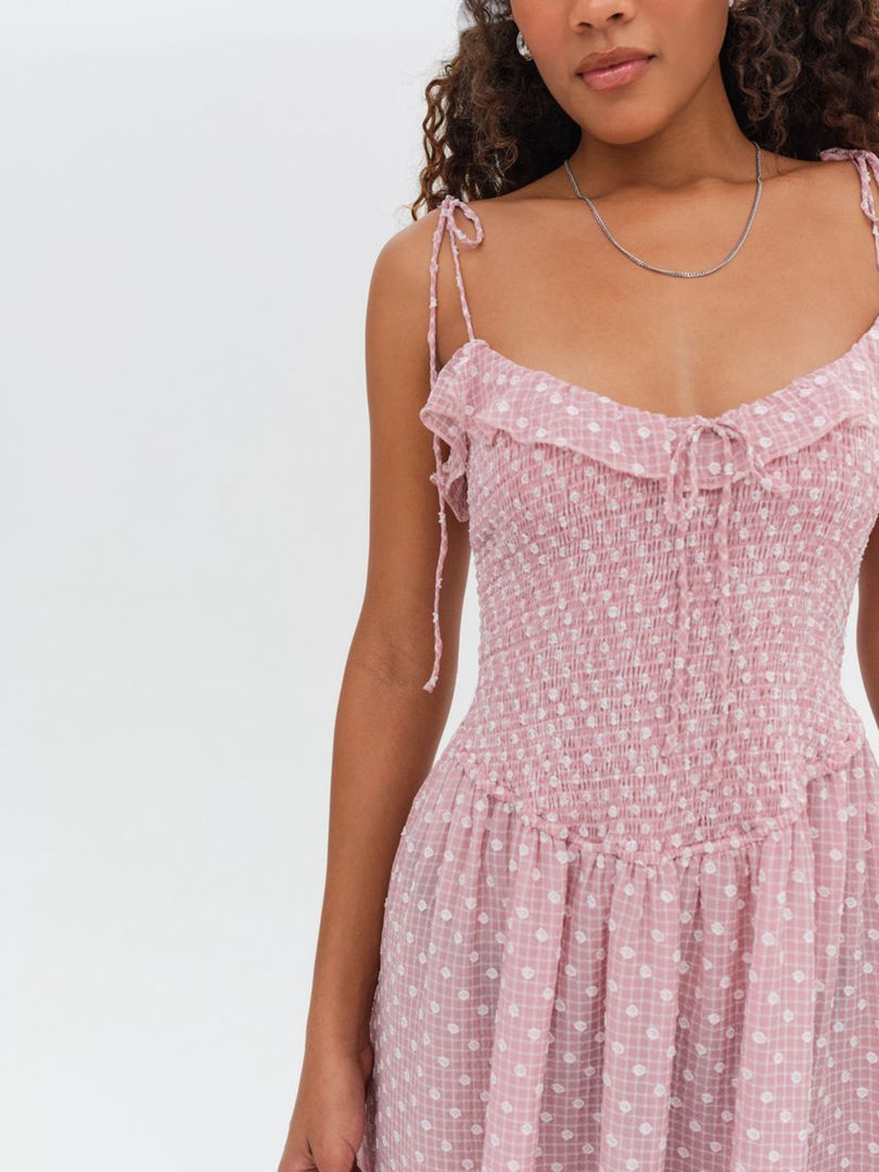 Pink For Love & Lemons Maxine Midi Dress | US-FWMQ73840