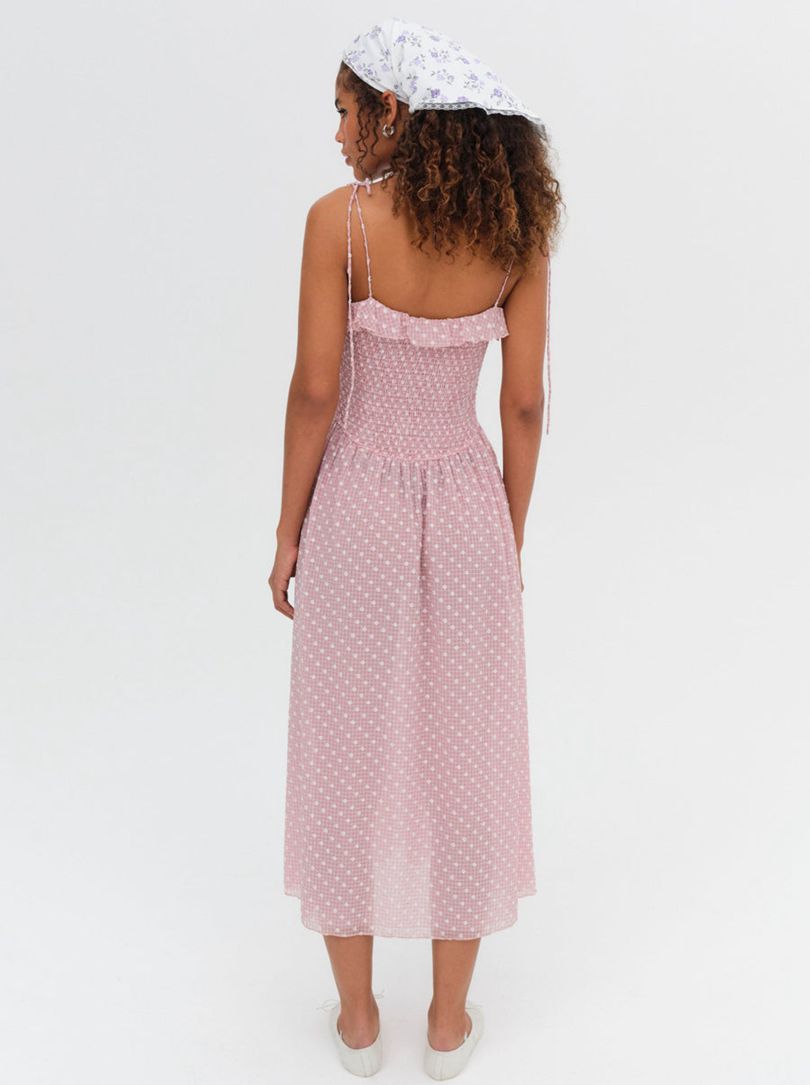 Pink For Love & Lemons Maxine Midi Dress | US-FWMQ73840