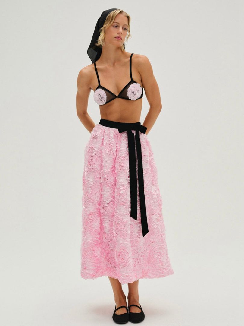 Pink For Love & Lemons Nicolette Midi Skirt | US-ZLCD43129