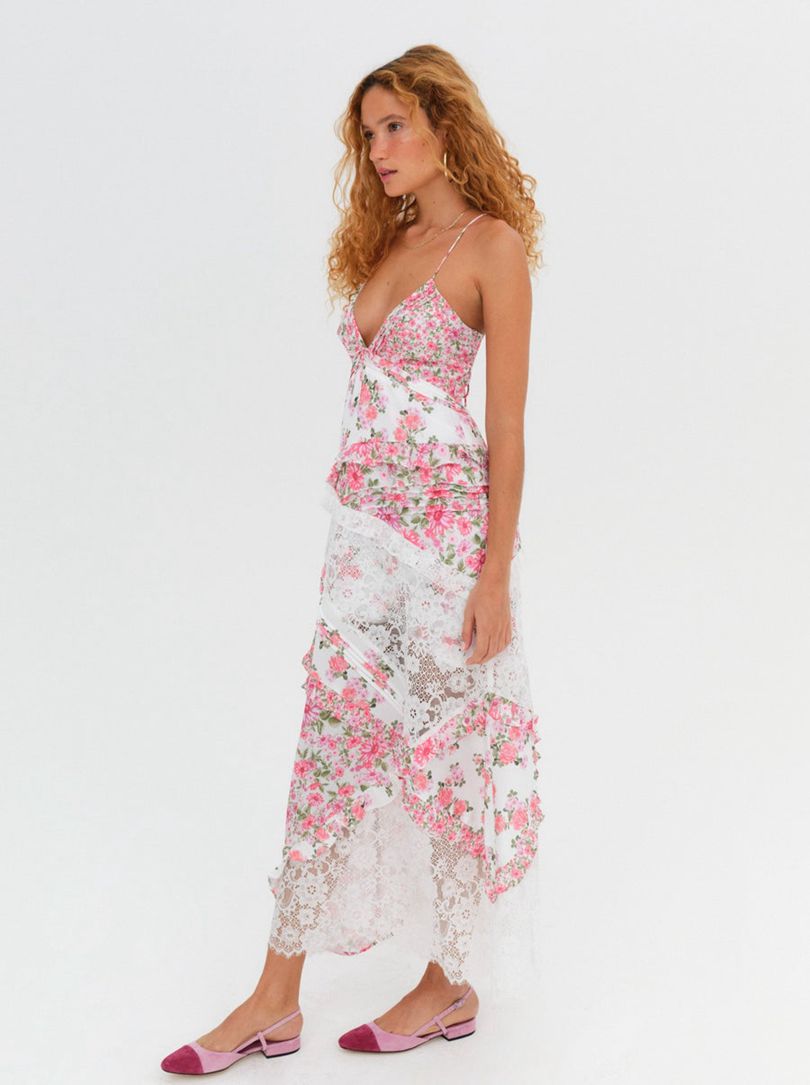 Pink For Love & Lemons Rosalyn Maxi Dress | US-SYEF53897