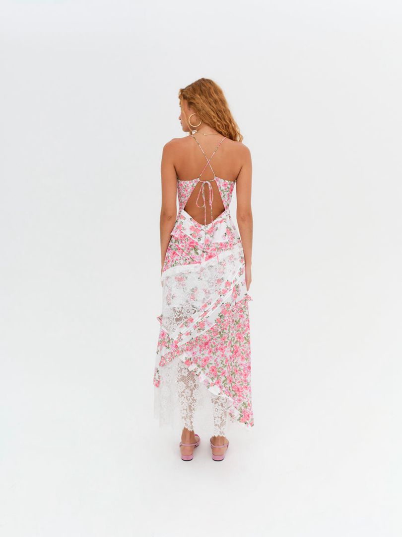 Pink For Love & Lemons Rosalyn Maxi Dress | US-SYEF53897