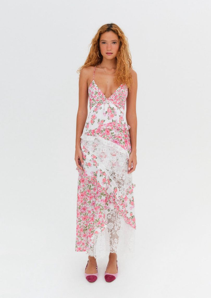 Pink For Love & Lemons Rosalyn Maxi Dress | US-SYEF53897