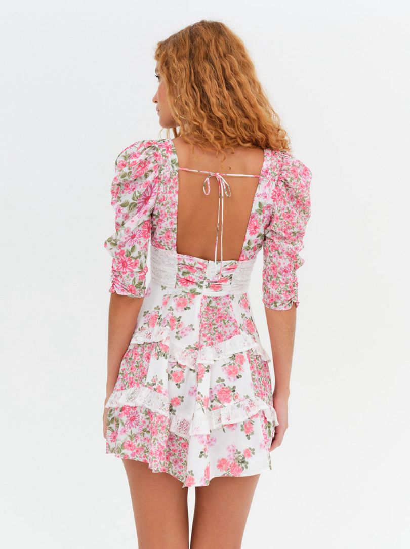 Pink For Love & Lemons Rosalyn Mini Dress | US-EOJD4237