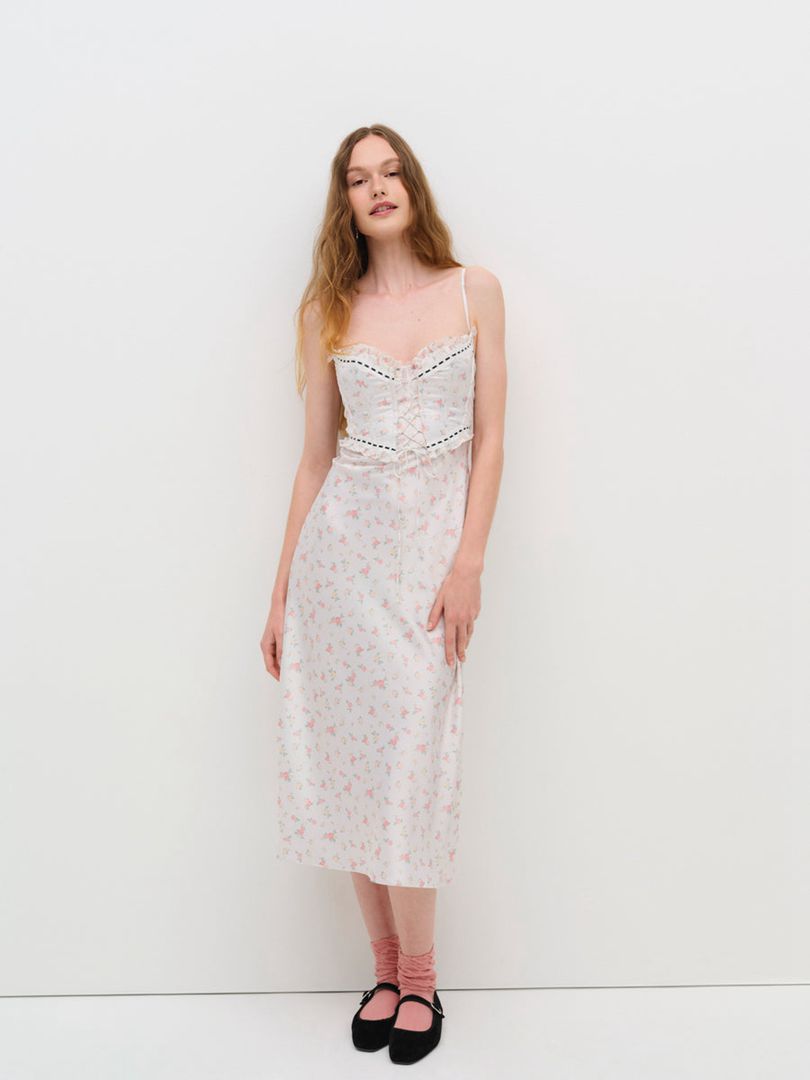 Pink For Love & Lemons Sabrina Slip Dress | US-ZMIU16934