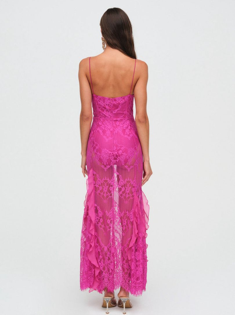 Pink For Love & Lemons Shirley Lace Maxi Dress | US-SAGP35807