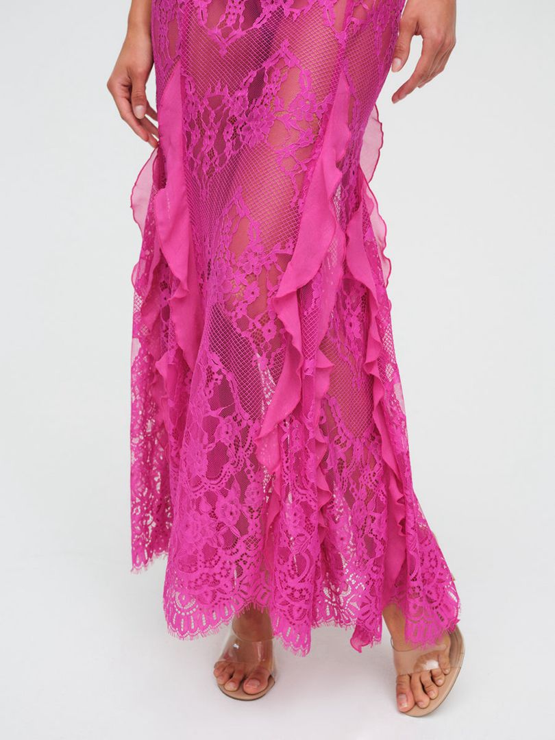 Pink For Love & Lemons Shirley Lace Maxi Dress | US-SAGP35807