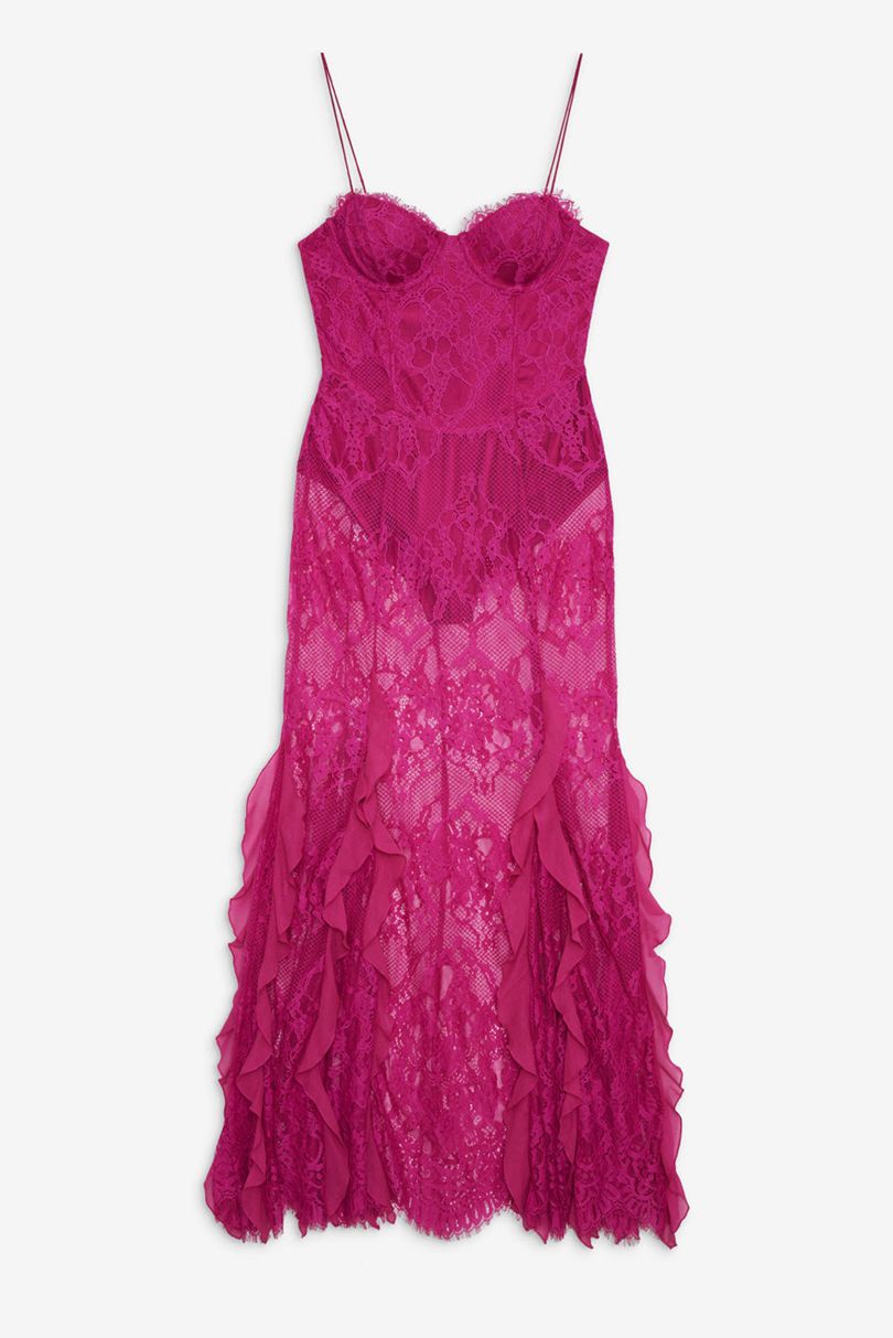 Pink For Love & Lemons Shirley Lace Maxi Dress | US-SAGP35807