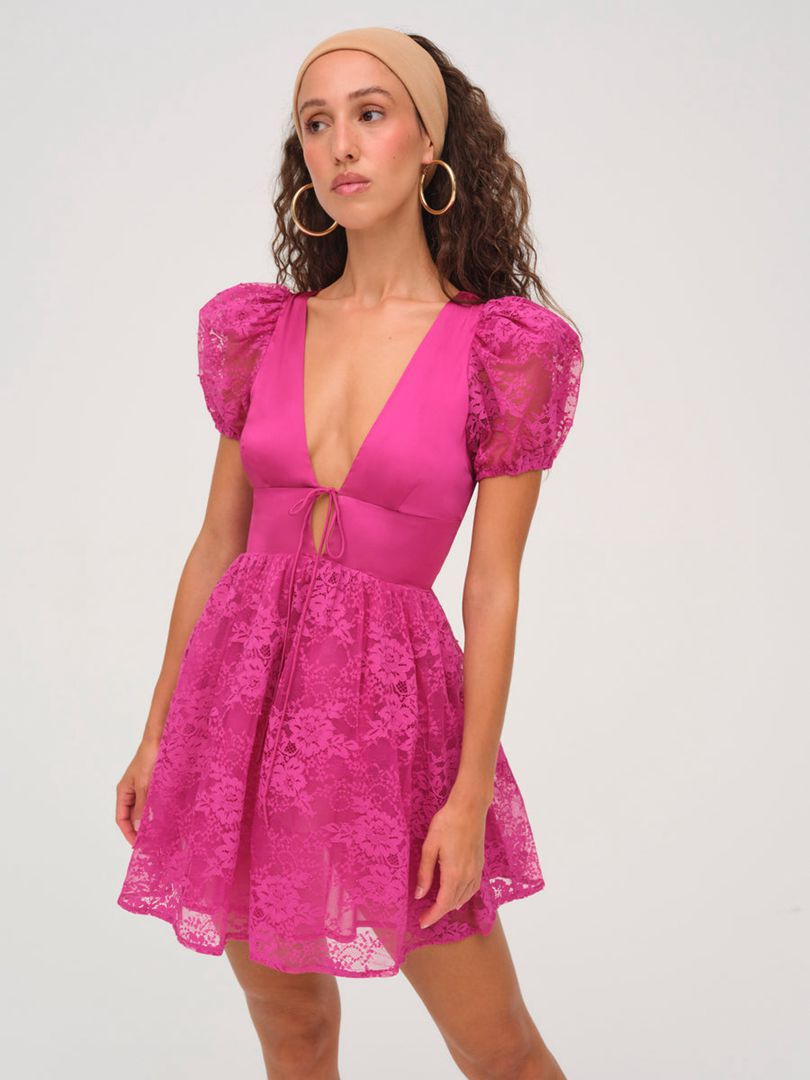 Pink For Love & Lemons Sonja Mini Dress | US-GZKE32186