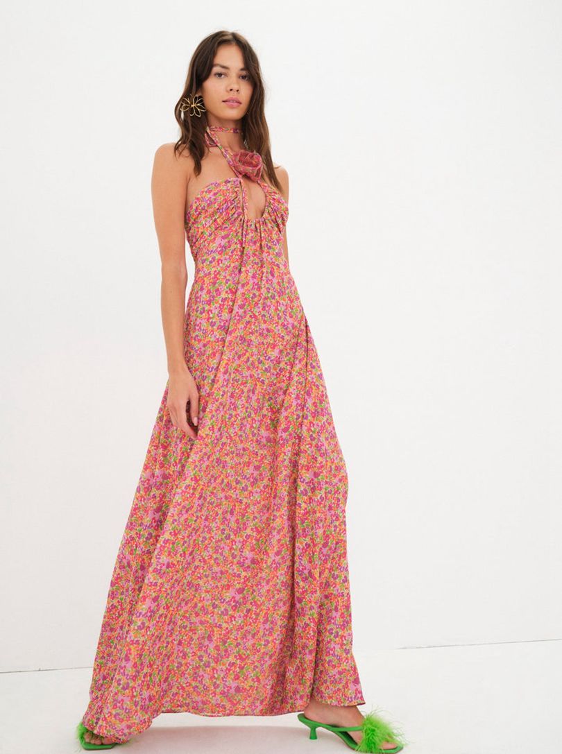 Pink For Love & Lemons Suzette Maxi Dress | US-UBFL72134