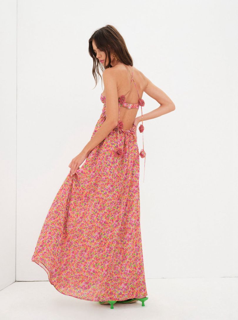 Pink For Love & Lemons Suzette Maxi Dress | US-UBFL72134