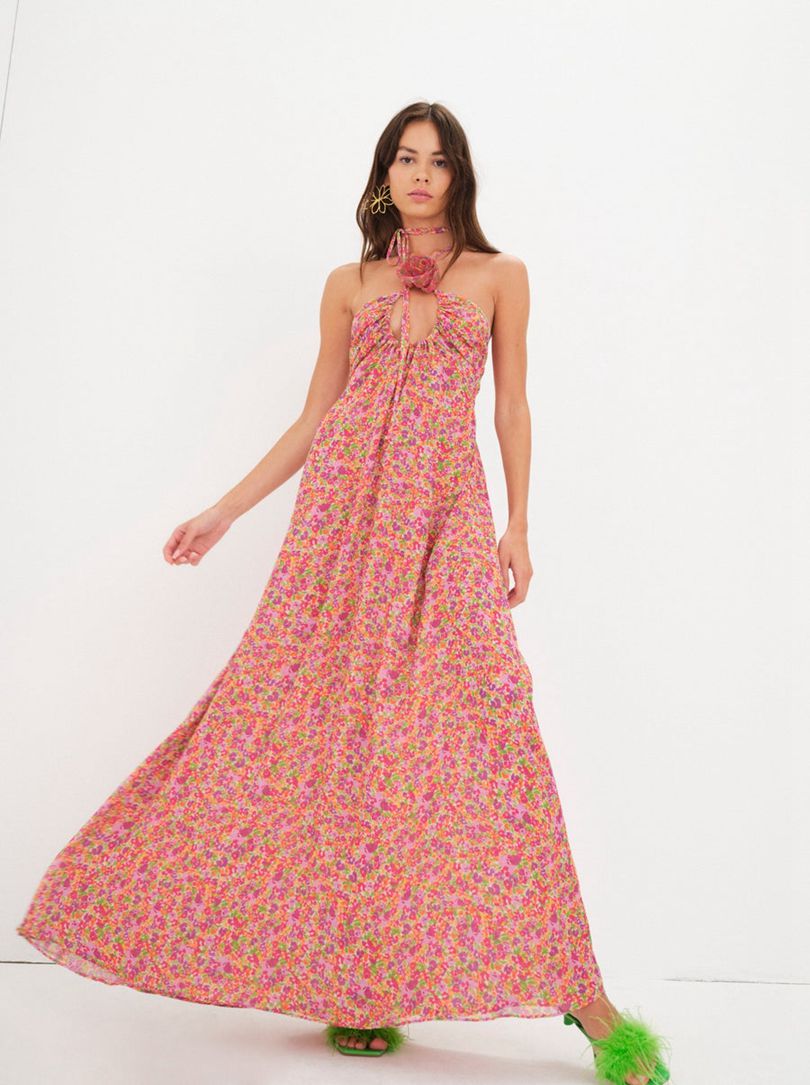 Pink For Love & Lemons Suzette Maxi Dress | US-UBFL72134