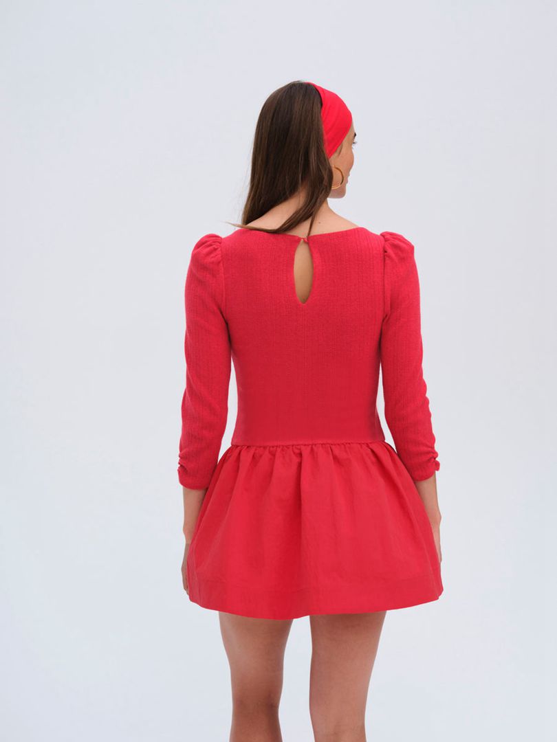 Red For Love & Lemons Aliyah Pointelle Mini Dress | US-VLMF79365