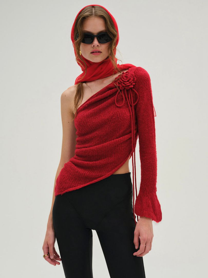 Red For Love & Lemons Ayanna Knit Top | US-XOQU98435