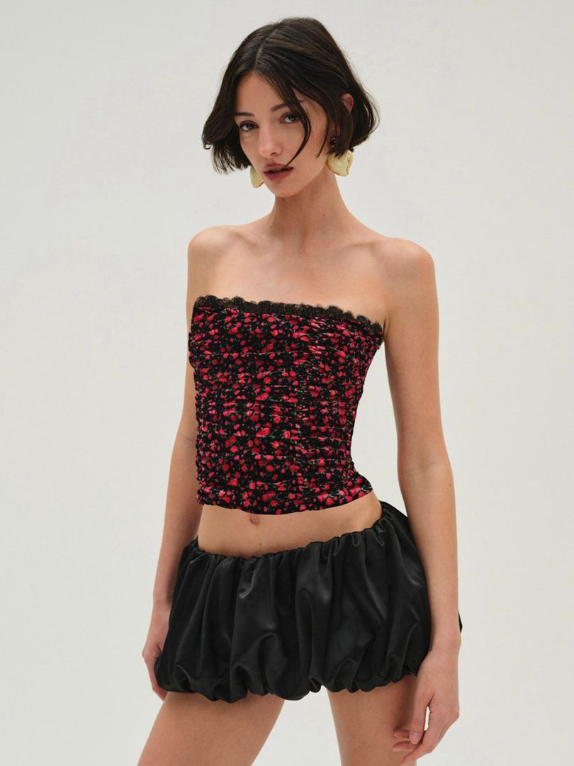 Red For Love & Lemons Berry Bud Bustier | US-ZCFR98357