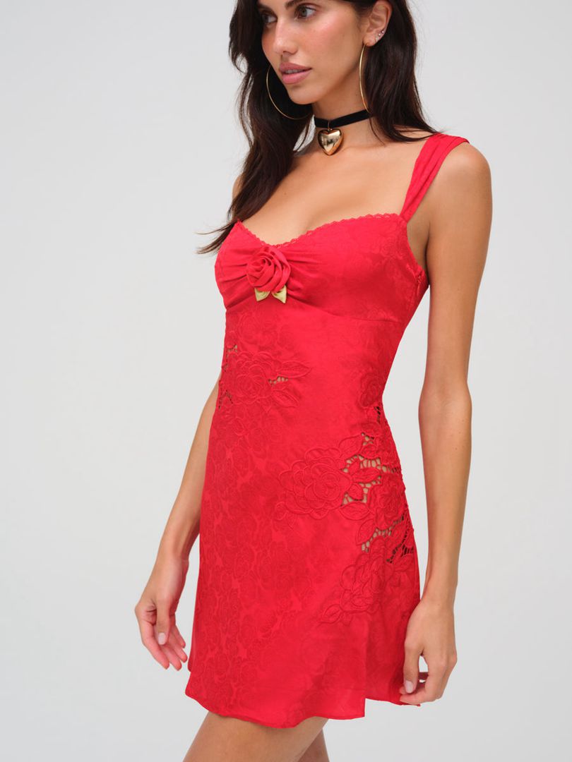 Red For Love & Lemons Claudia Mini Dress | US-KAND71486