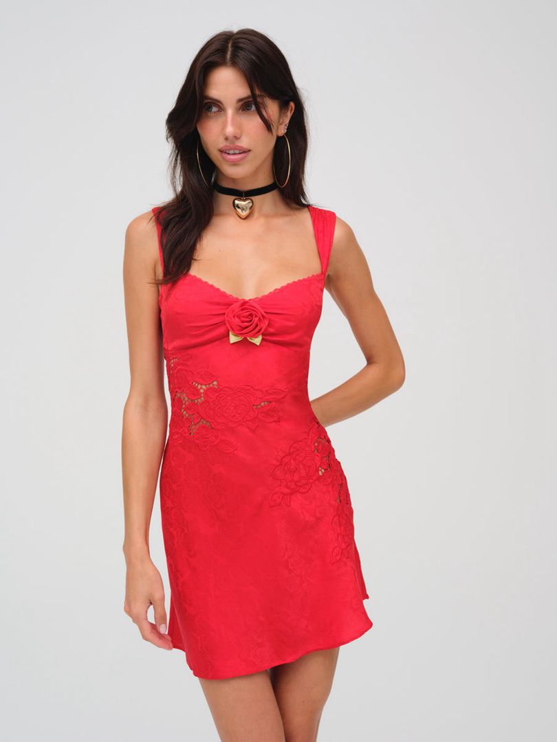 Red For Love & Lemons Claudia Mini Dress | US-KAND71486