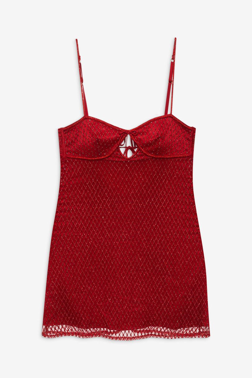 Red For Love & Lemons Glitter Slip Dress | US-ASWR37546