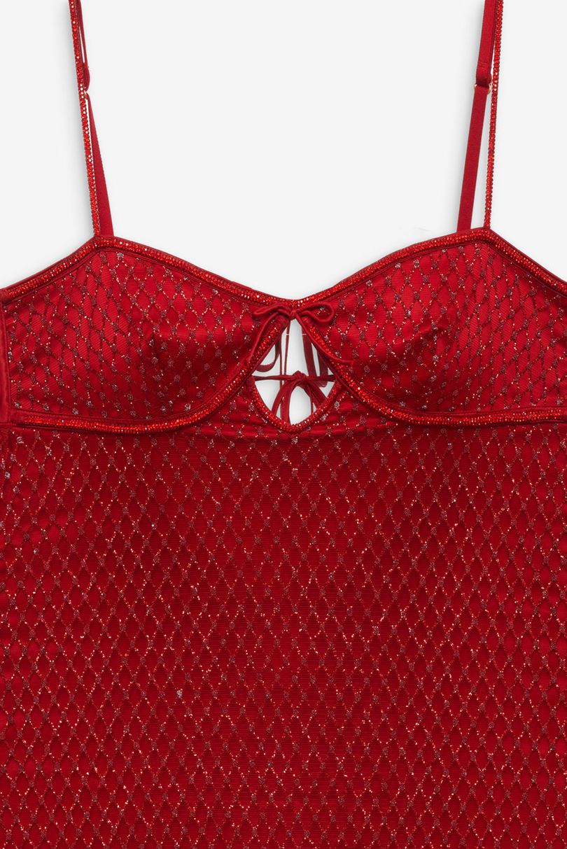 Red For Love & Lemons Glitter Slip Dress | US-ASWR37546