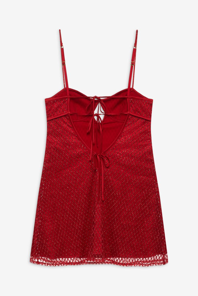 Red For Love & Lemons Glitter Slip Dress | US-ASWR37546