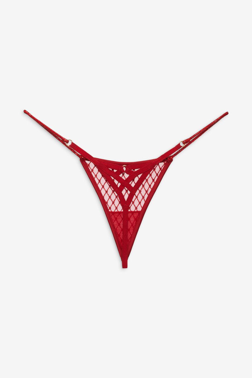 Red For Love & Lemons Glitter Thong | US-TCZE30512