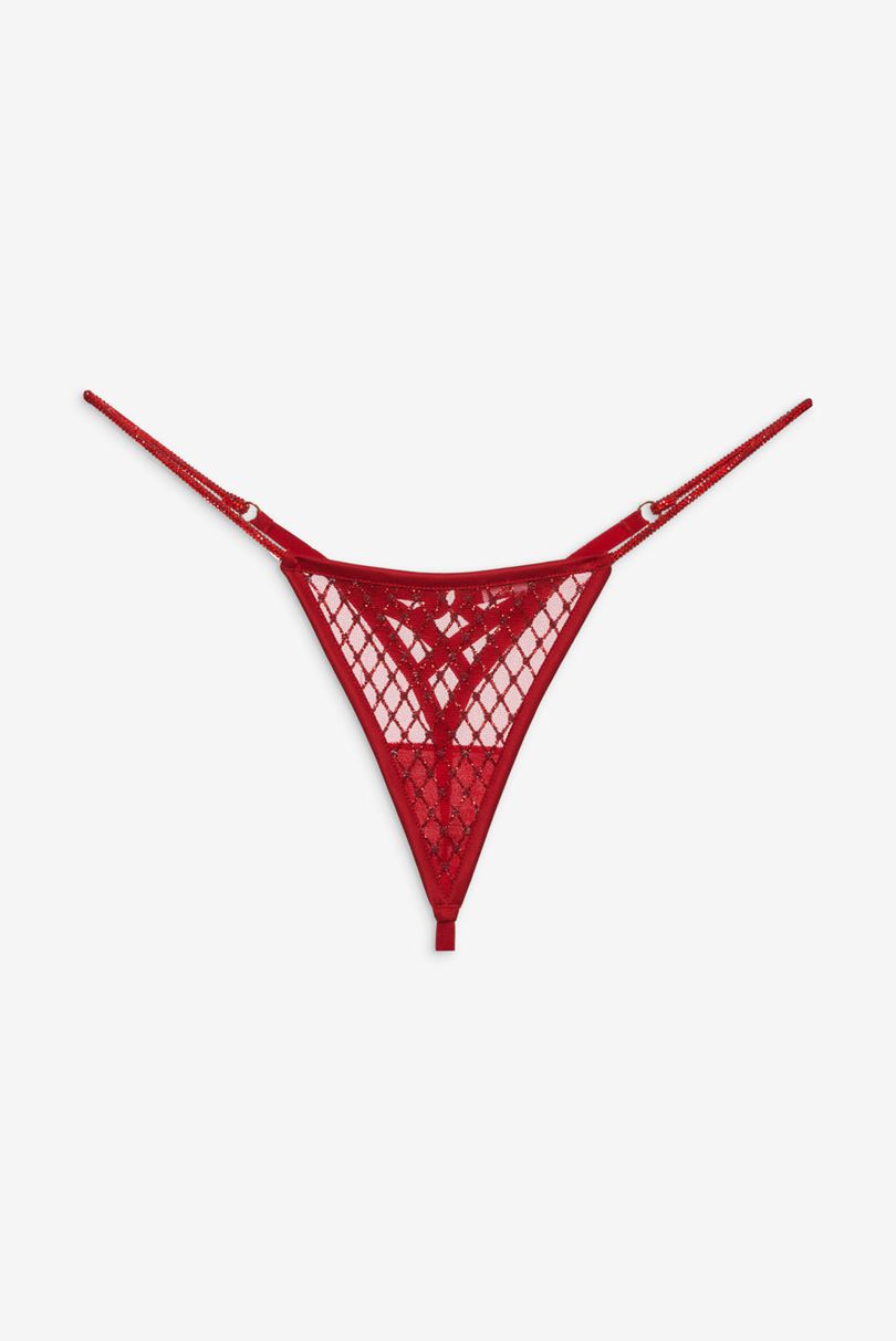 Red For Love & Lemons Glitter Thong | US-TCZE30512