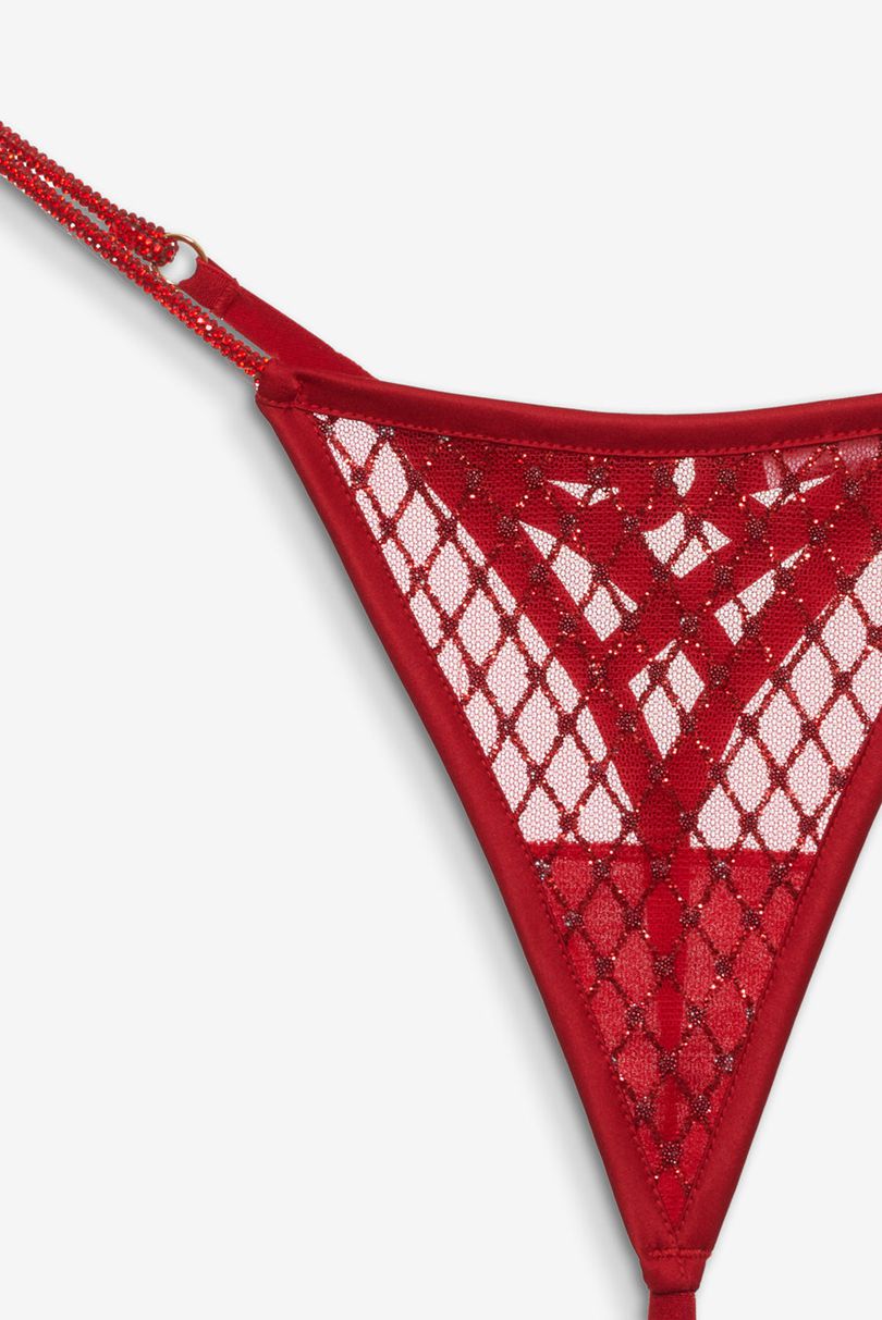 Red For Love & Lemons Glitter Thong | US-TCZE30512