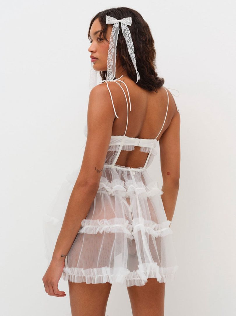 White For Love & Lemons Alba Slip Dress | US-DRMK46103