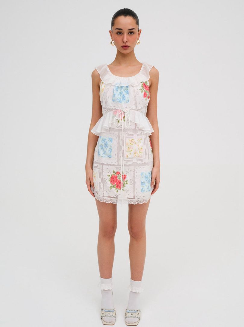 White For Love & Lemons Aviana Mini Dress | US-HVAM32459