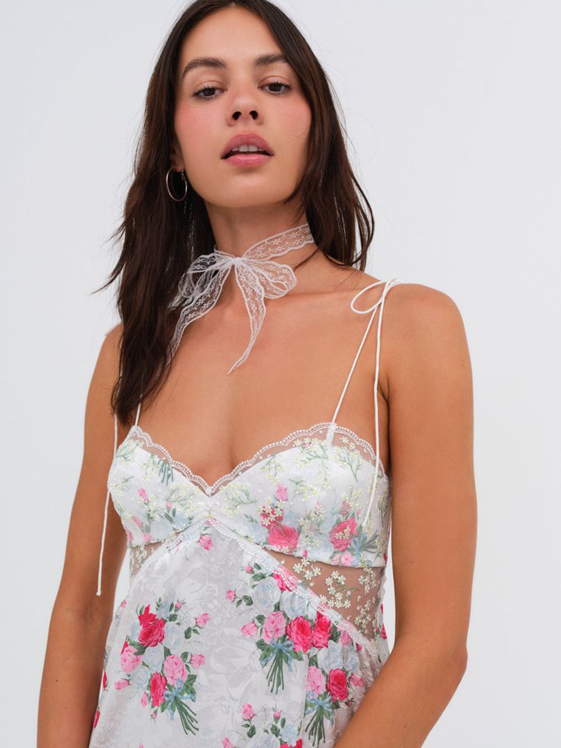 White For Love & Lemons Babys Breath Slip Dress | US-UVJX94735