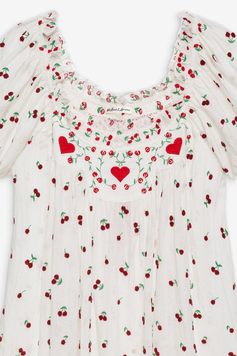 White For Love & Lemons Beaded Cherries Slip Dress | US-SDJX28356