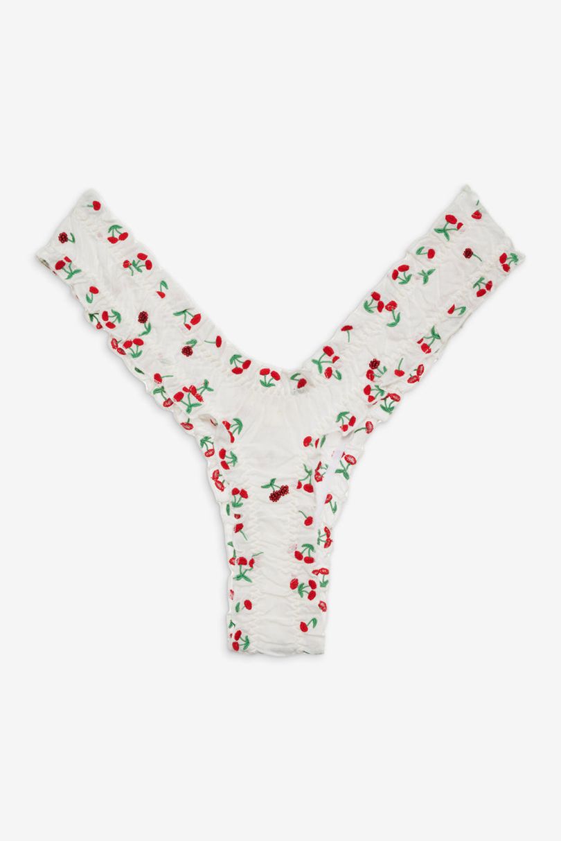 White For Love & Lemons Beaded Cherries Thong | US-TKLX21308