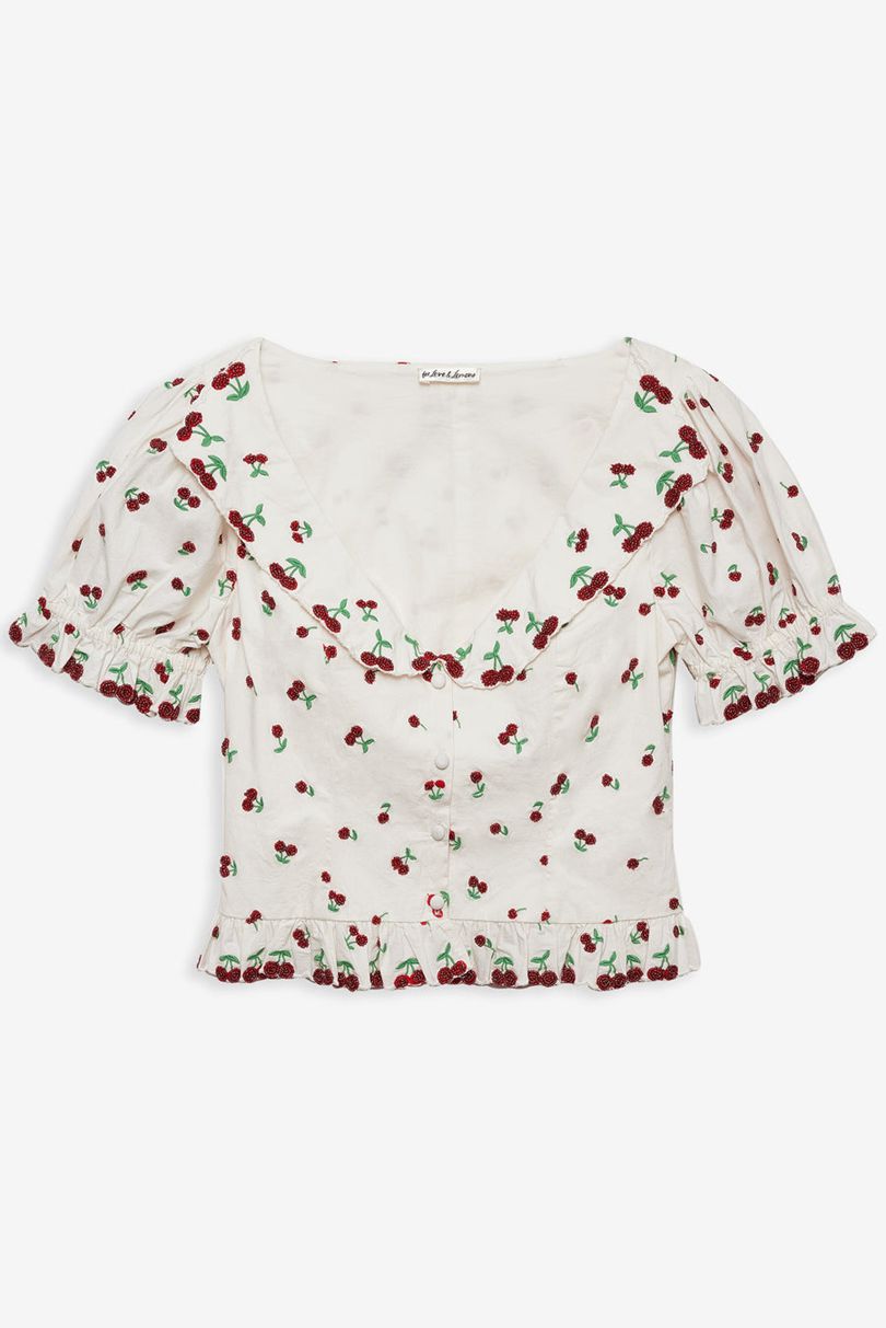 White For Love & Lemons Beaded Cherries Top | US-EOPG45312