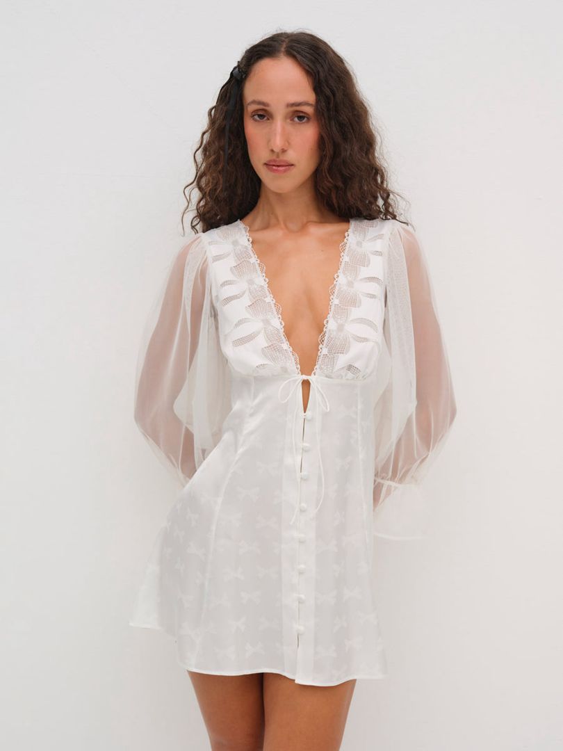 White For Love & Lemons Beau Slip Dress | US-PHYR54901