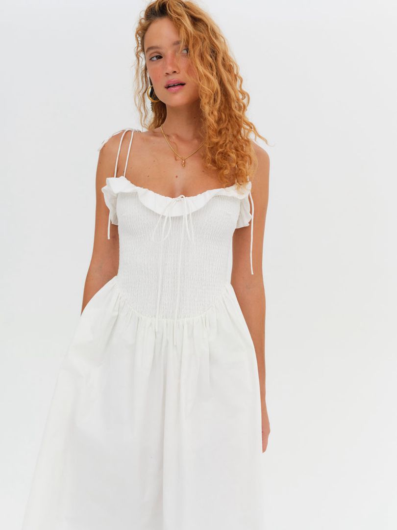 White For Love & Lemons Bethany Midi Dress | US-NDOE6591