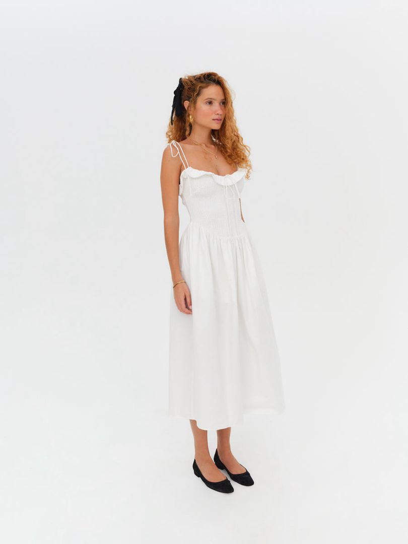 White For Love & Lemons Bethany Midi Dress | US-NDOE6591