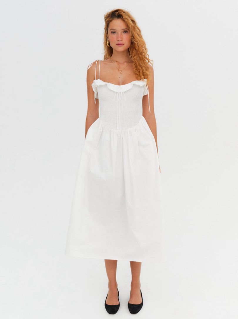 White For Love & Lemons Bethany Midi Dress | US-NDOE6591