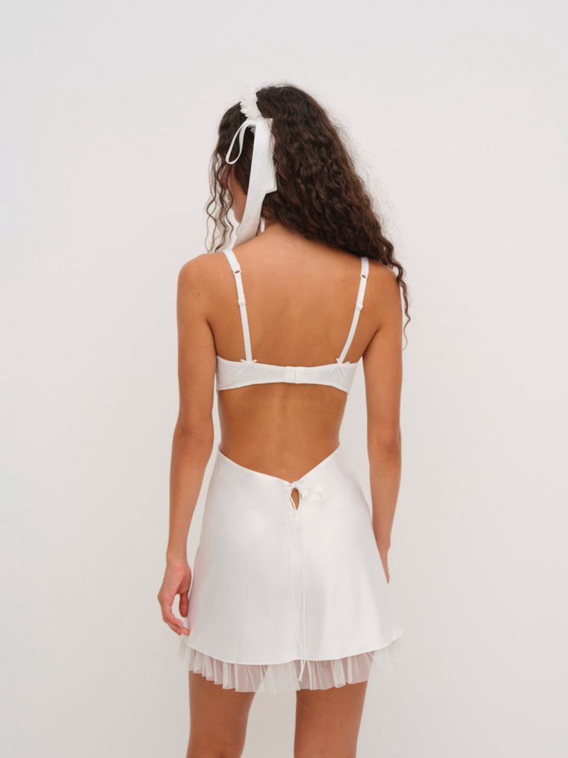 White For Love & Lemons Blushing Blooms Mini Dress | US-BKOC78542