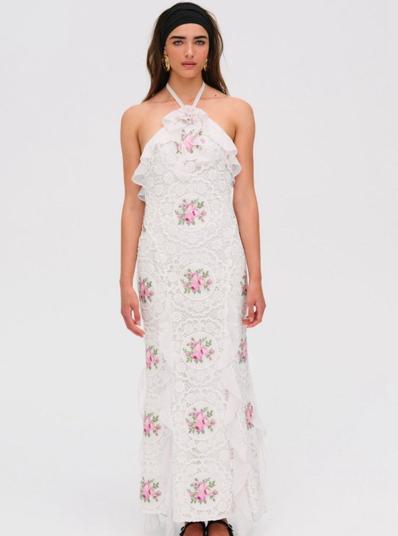 White For Love & Lemons Bordeaux Maxi Dress | US-EAVM30524