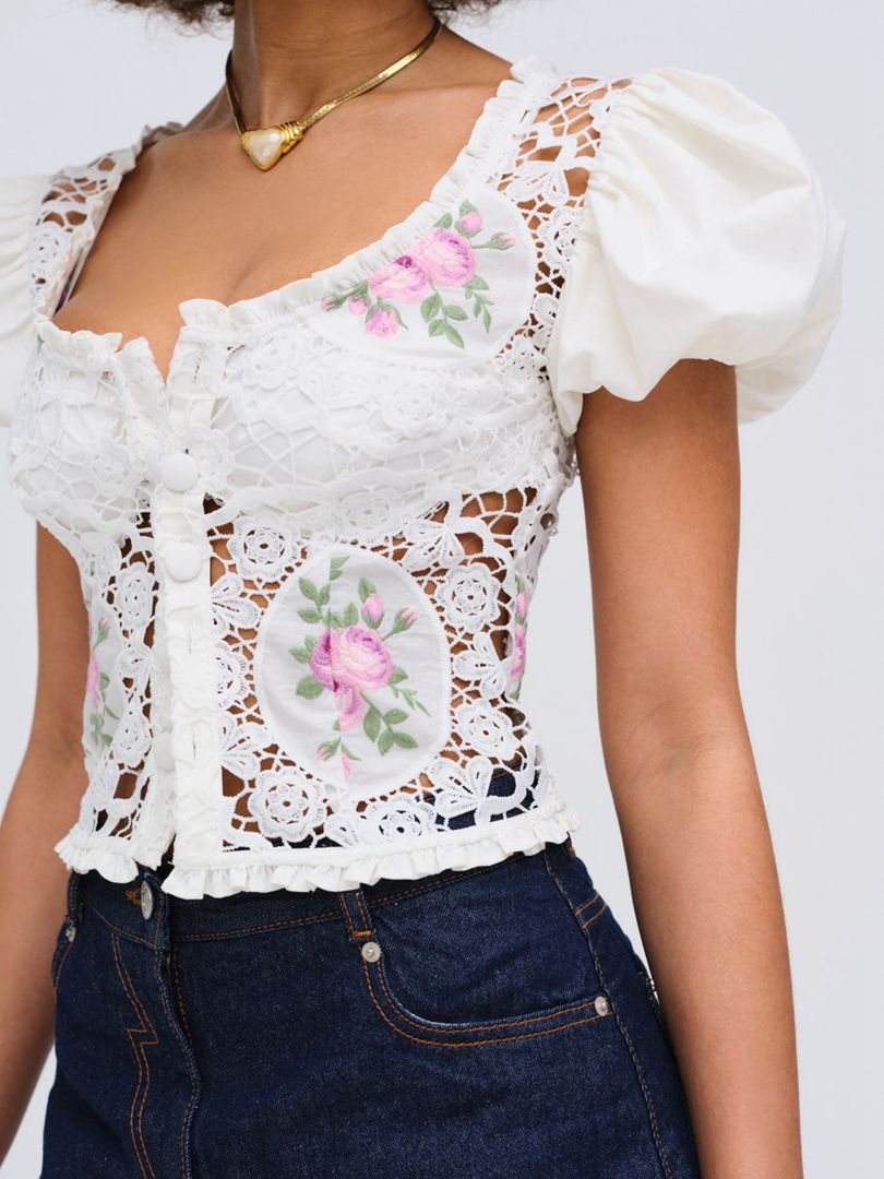 White For Love & Lemons Bordeaux Top | US-ZFON71962