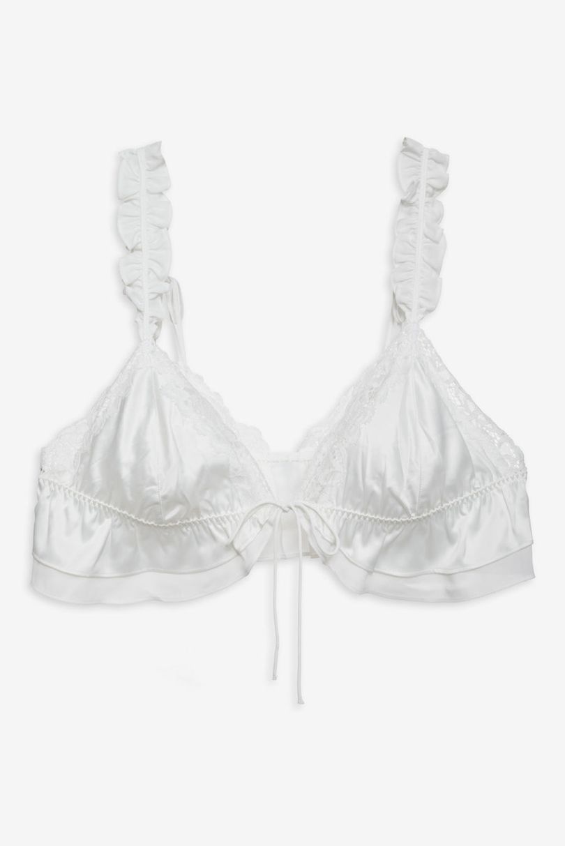 White For Love & Lemons Butterfly Lace Ruffle Bralette | US-EWZK80795