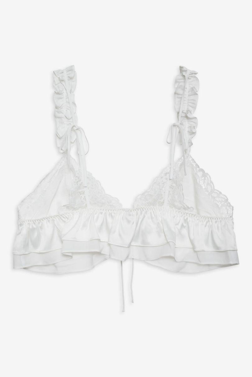 White For Love & Lemons Butterfly Lace Ruffle Bralette | US-EWZK80795