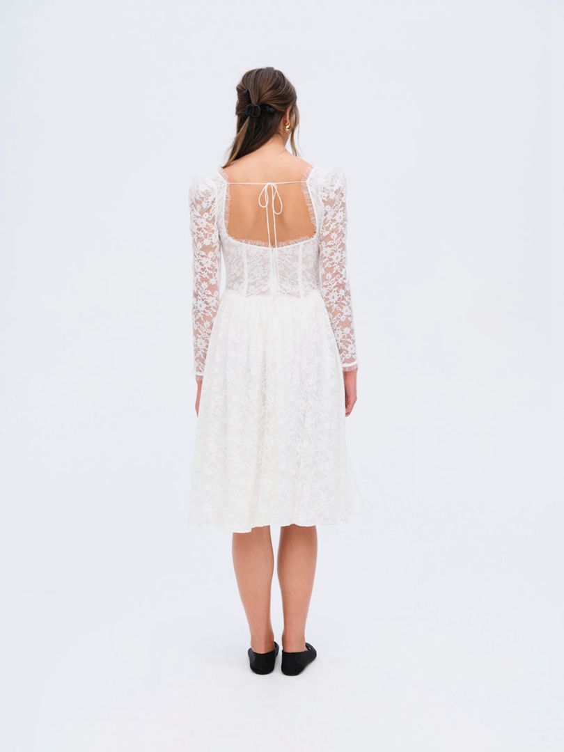 White For Love & Lemons Camdyn Midi Dress | US-VXYS59013