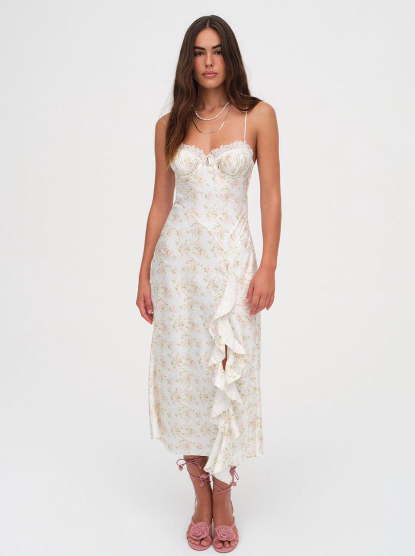 White For Love & Lemons Chania Midi Dress | US-YUKR74329