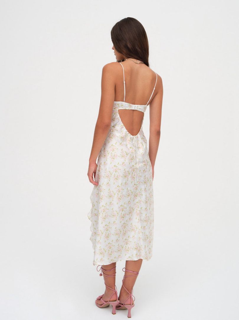 White For Love & Lemons Chania Midi Dress | US-YUKR74329