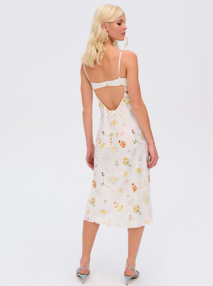 White For Love & Lemons Chania Midi Dress | US-KHRA43261