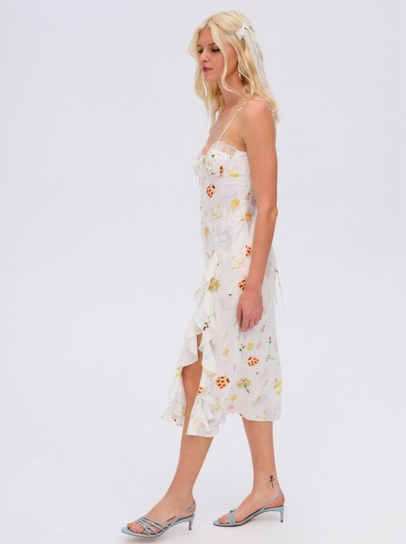 White For Love & Lemons Chania Midi Dress | US-KHRA43261