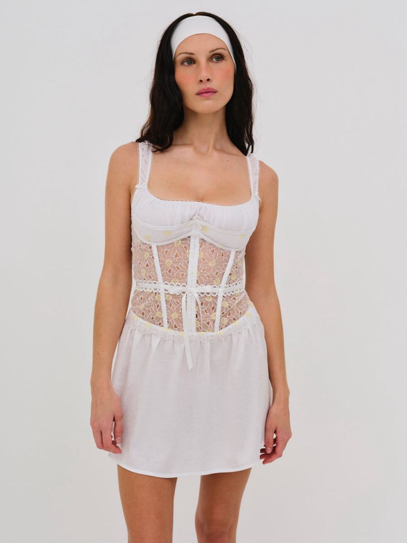 White For Love & Lemons Christy Slip Dress | US-CVWN2376