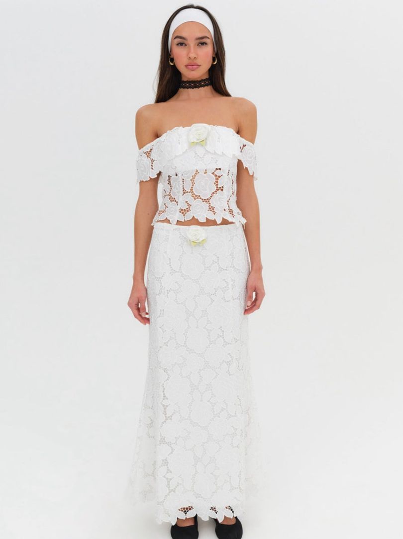 White For Love & Lemons Claudia Maxi Skirt | US-GYPE8791